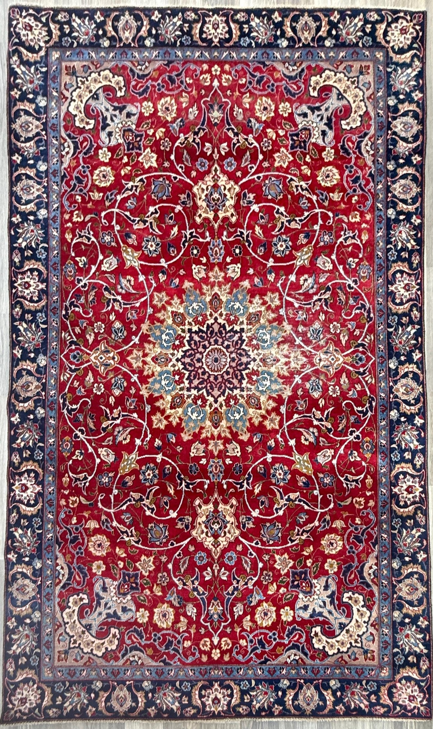 7x10 ft 1950s Vintage Tabriz Wool Rug: Boho Royal Design