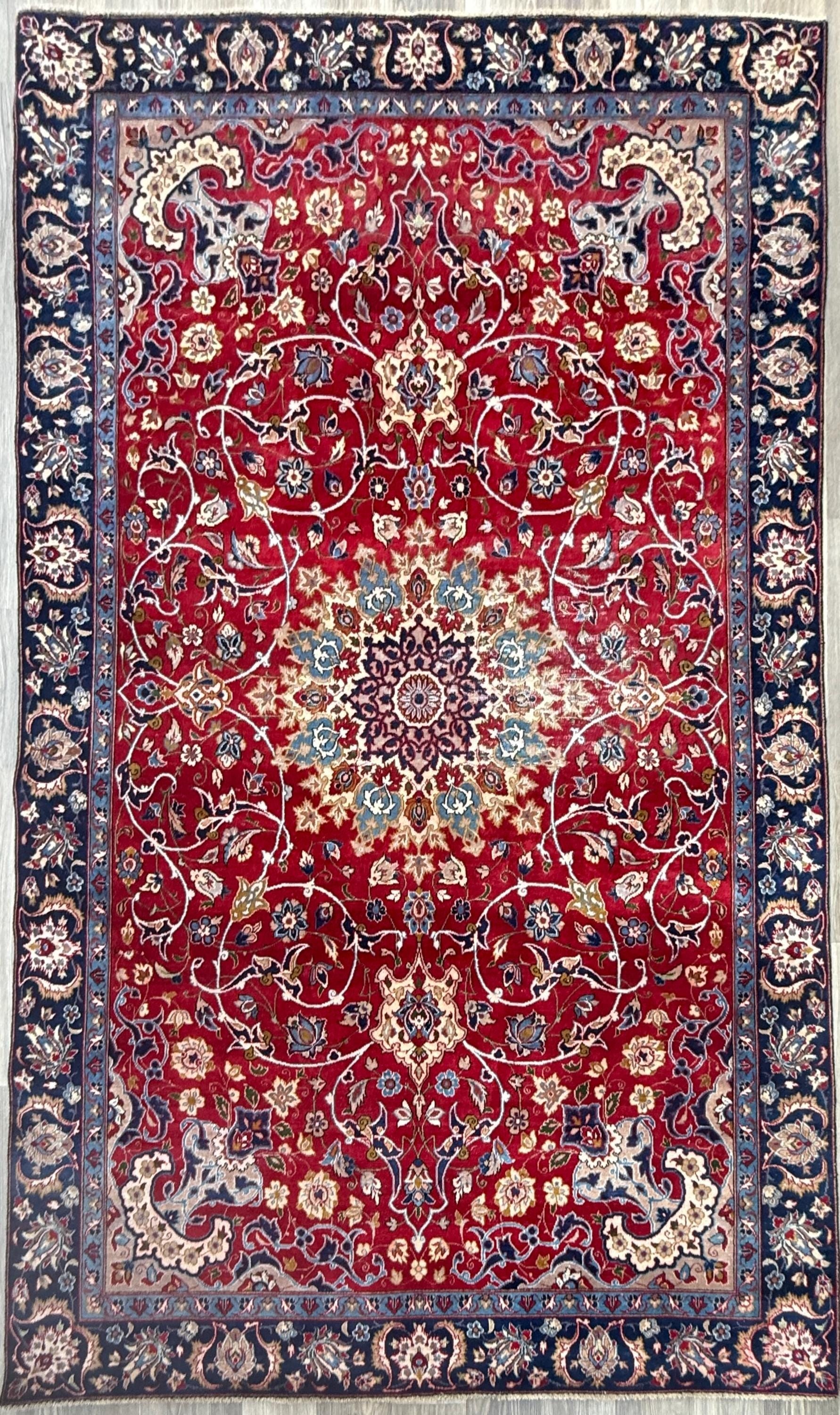 7x10 ft 1950s Vintage Tabriz Wool Rug: Boho Royal Design