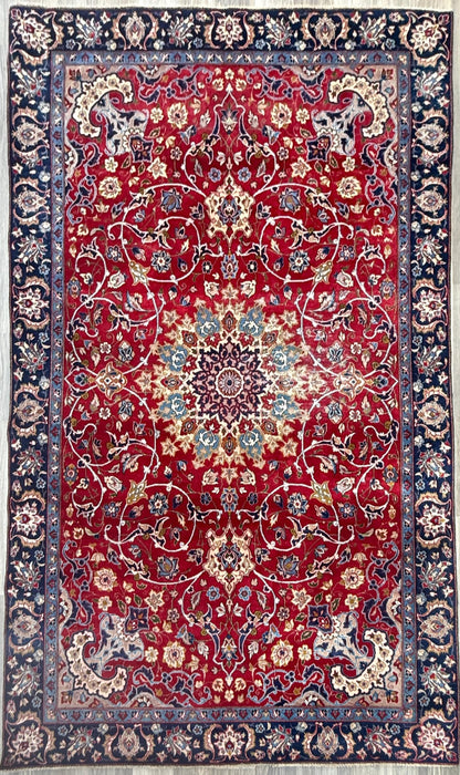 7x10 ft 1950s Vintage Tabriz Wool Rug: Boho Royal Design