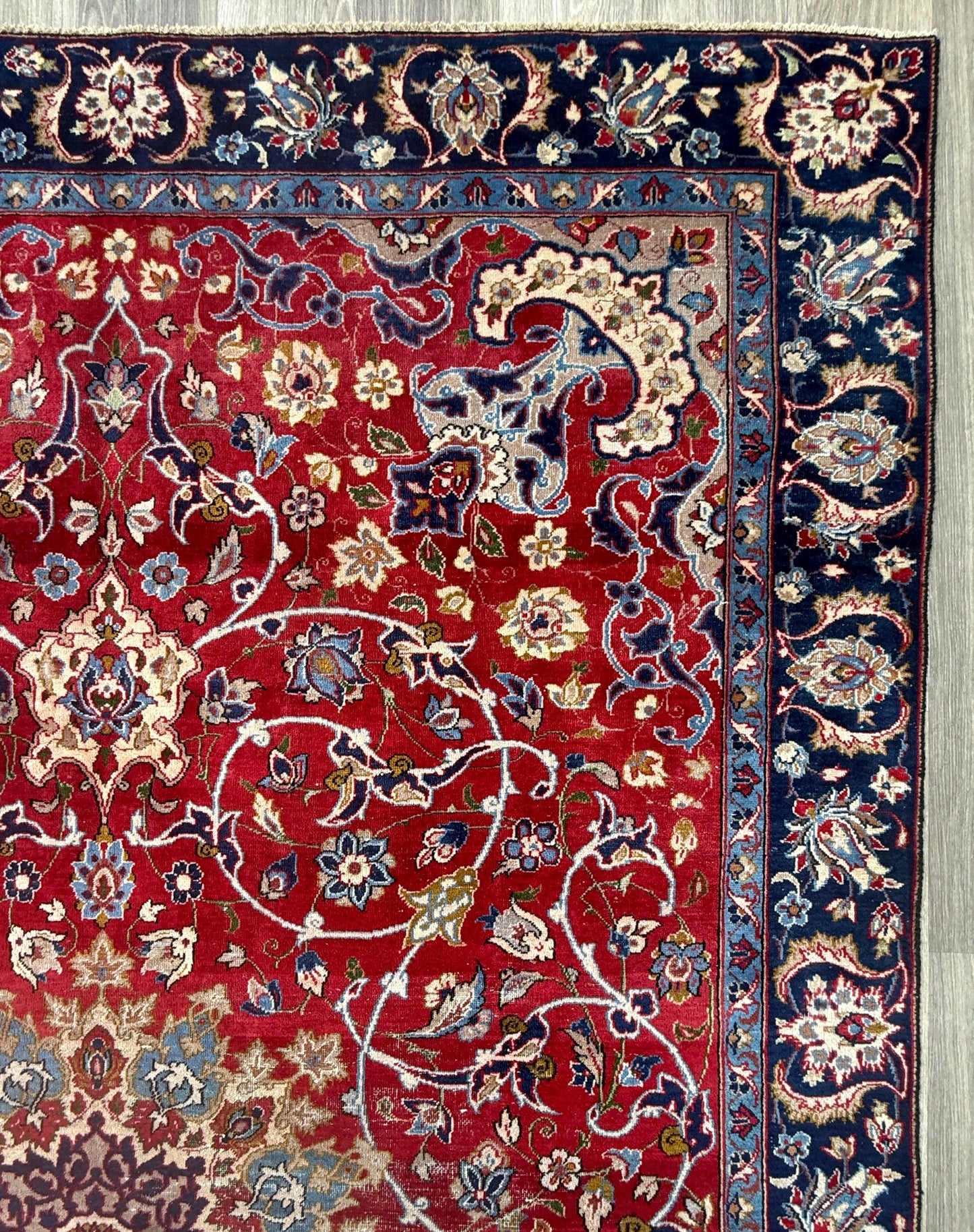 7x10 ft 1950s Vintage Tabriz Wool Rug: Boho Royal Design