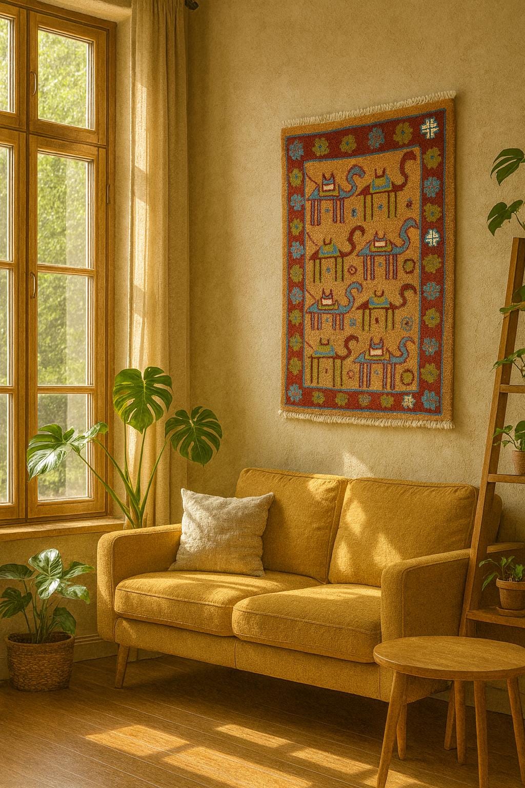 2x3 ft Anatolian Small Hand-Knotted Rug: Geometric Wool Accent Carpet