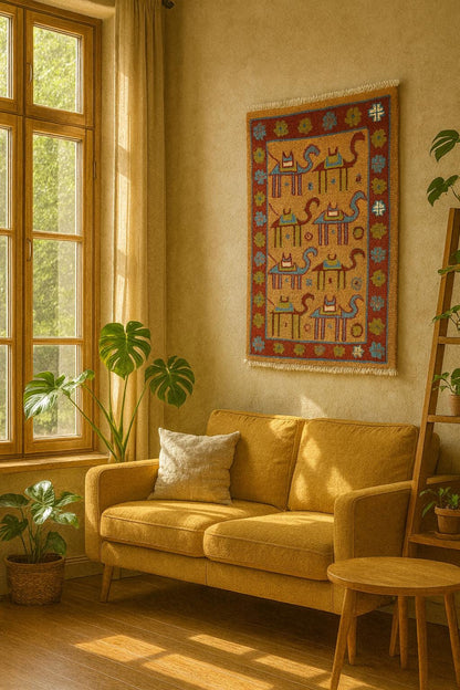 2x3 ft Anatolian Small Hand-Knotted Rug: Geometric Wool Accent Carpet