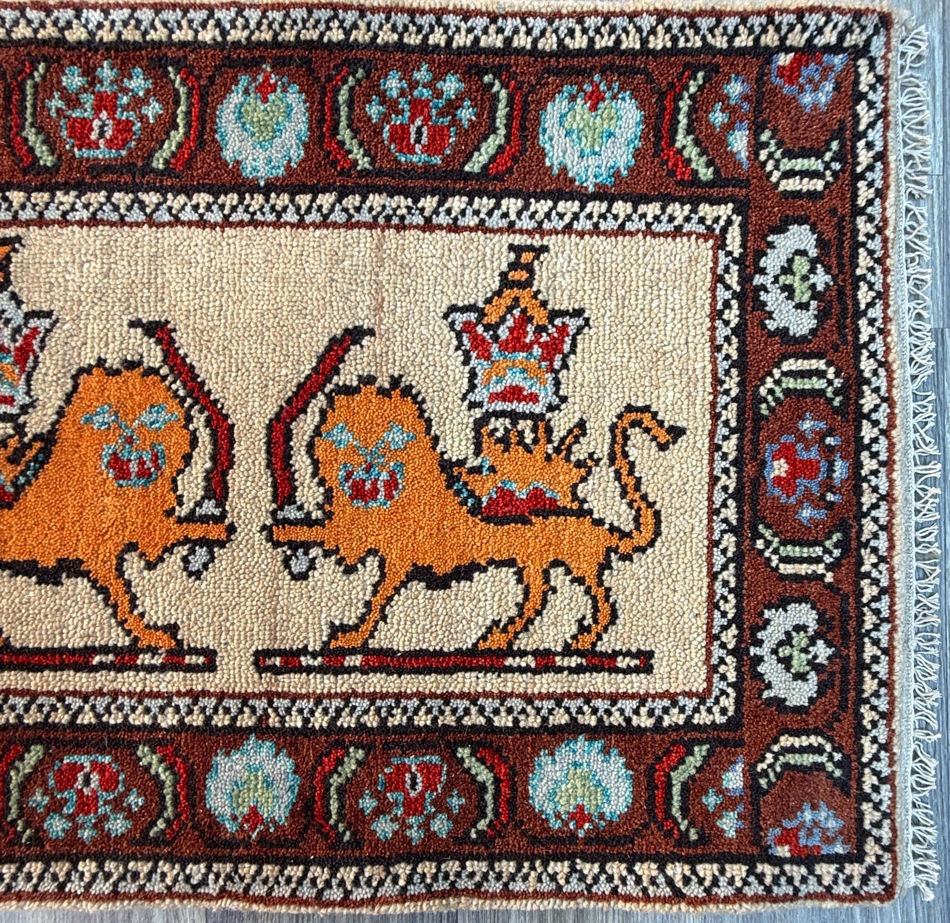 2x3 ft Anatolian Oushak Turkish Hand-Knotted Rug: Bird Tree of Life Vintage Wool Small Carpet