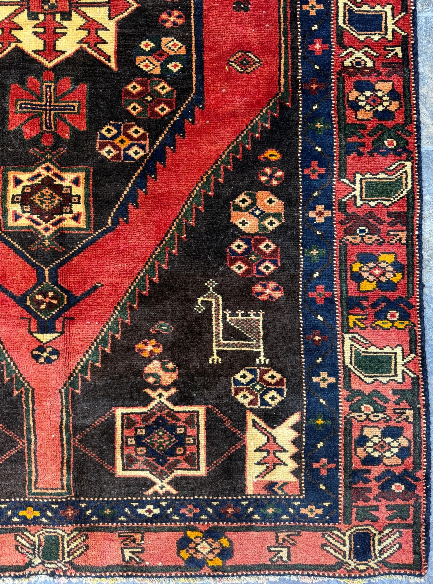 4x6 ft. Vintage Tribal Wool Rug: Hand-Knotted Geometric Village Anatolian Carpet