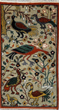 3x5 ft Bohemian Oushak Rug: Tree of Life Bird Design Modern Hand Knotted Wool Carpet