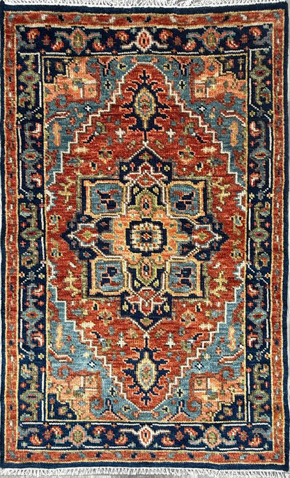 4x6.3 ft Modern Oushak Rug: Multicolored Hand Knotted Wool Bohemian Area Rug