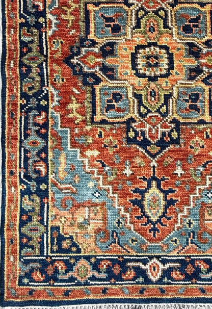 4x6.3 ft Modern Oushak Rug: Multicolored Hand Knotted Wool Bohemian Area Rug