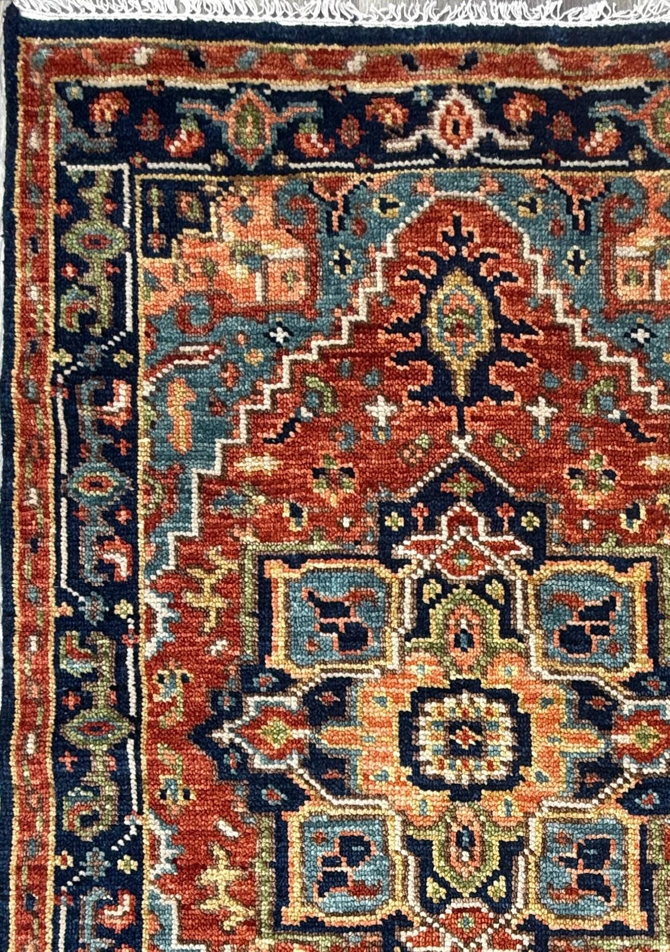4x6.3 ft Modern Oushak Rug: Multicolored Hand Knotted Wool Bohemian Area Rug