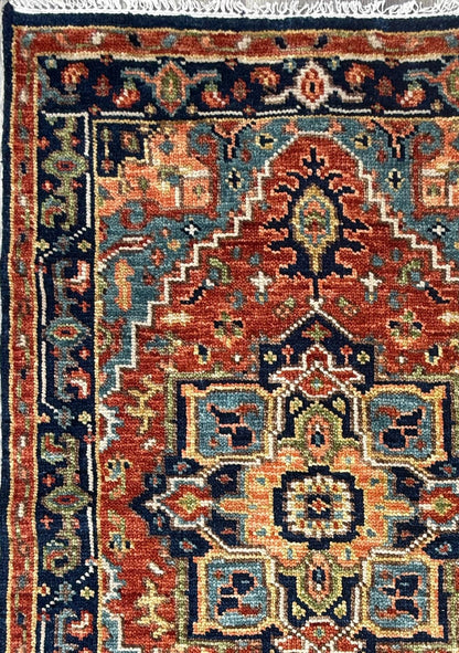 4x6.3 ft Modern Oushak Rug: Multicolored Hand Knotted Wool Bohemian Area Rug