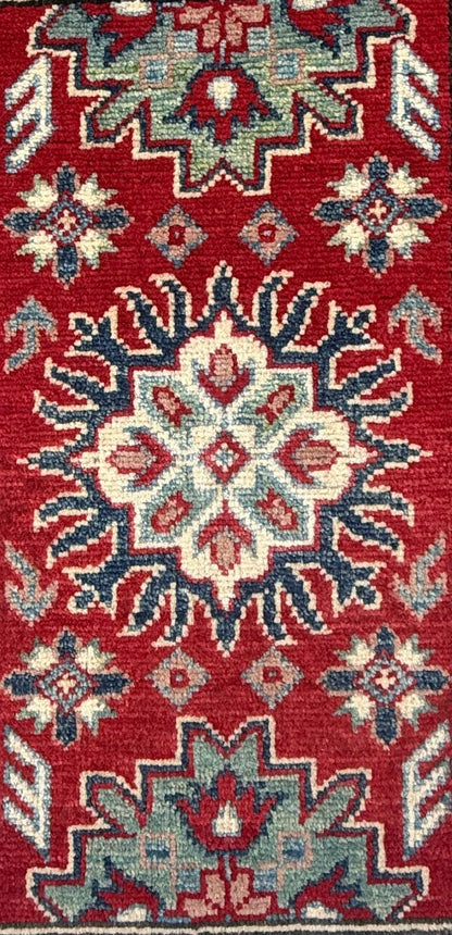 2.3x3.2 ft Hand Knotted Turkish Oushak Rug: Geometric Kazak Wool Rug