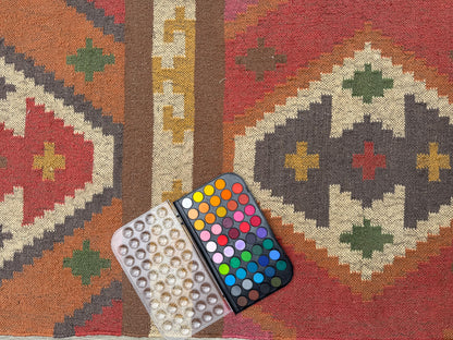 2.5x12 ft Geometric Anatolian Kilim, Flat Weave Handwoven Runner