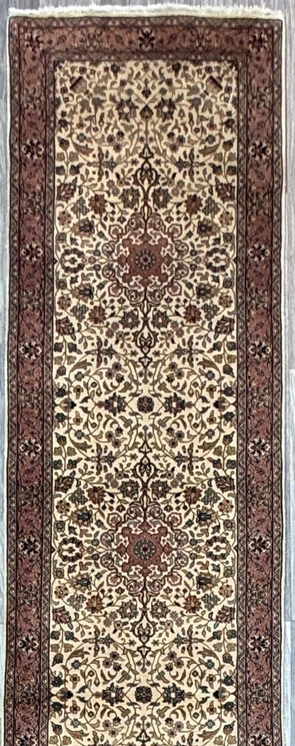 13x3 ft Vintage Qashoun 1970s Hand Knotted Wool Runner Rug