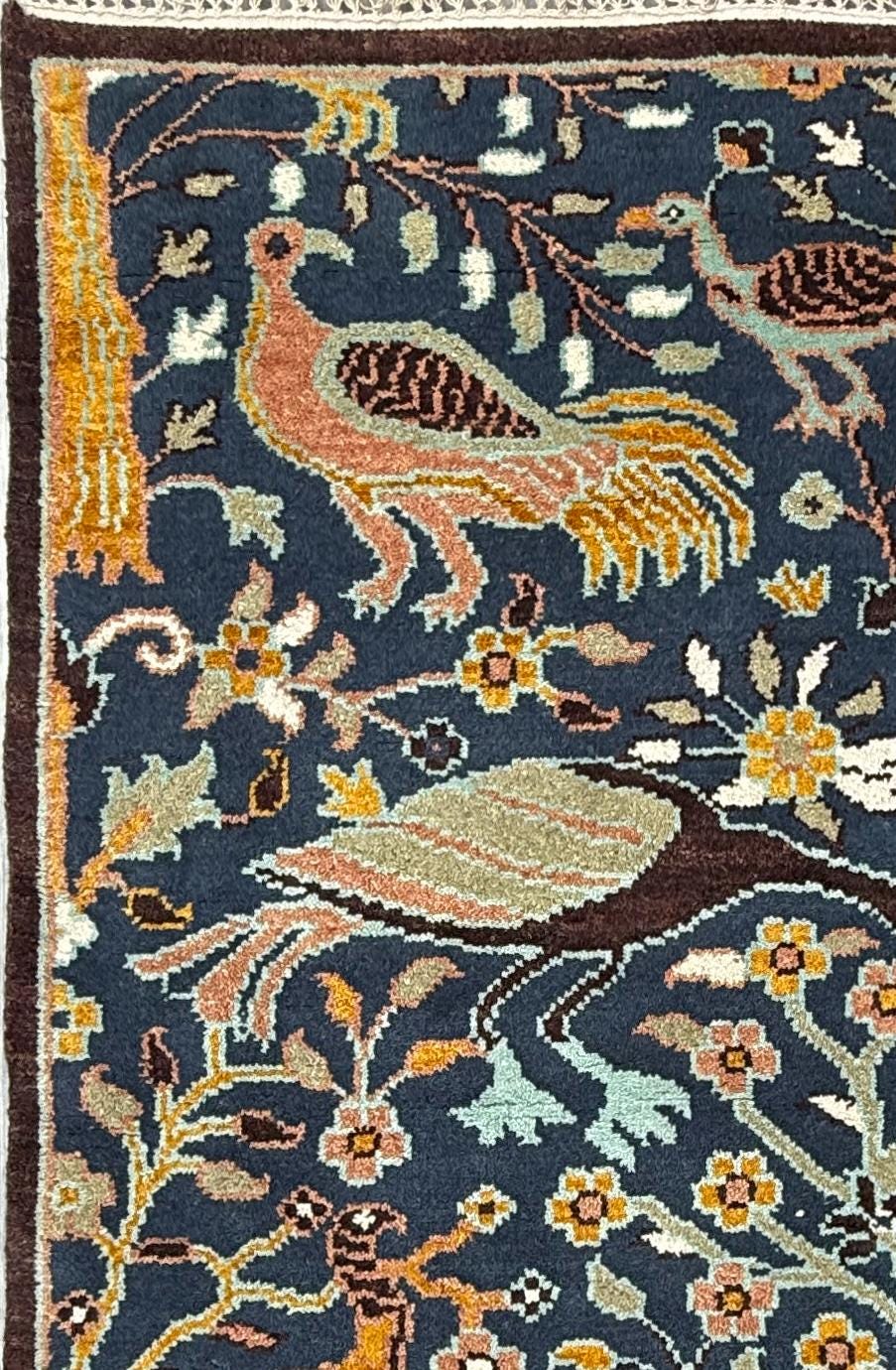 3x5 ft Oushak Hand Knotted Rug: Vintage Tree of Life & Birds Design Wool Bohemian Area Carpet