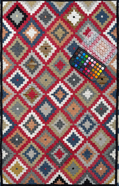 4x6 ft Hand Knotted Kilim Rug: Wool Geometric Flatweave