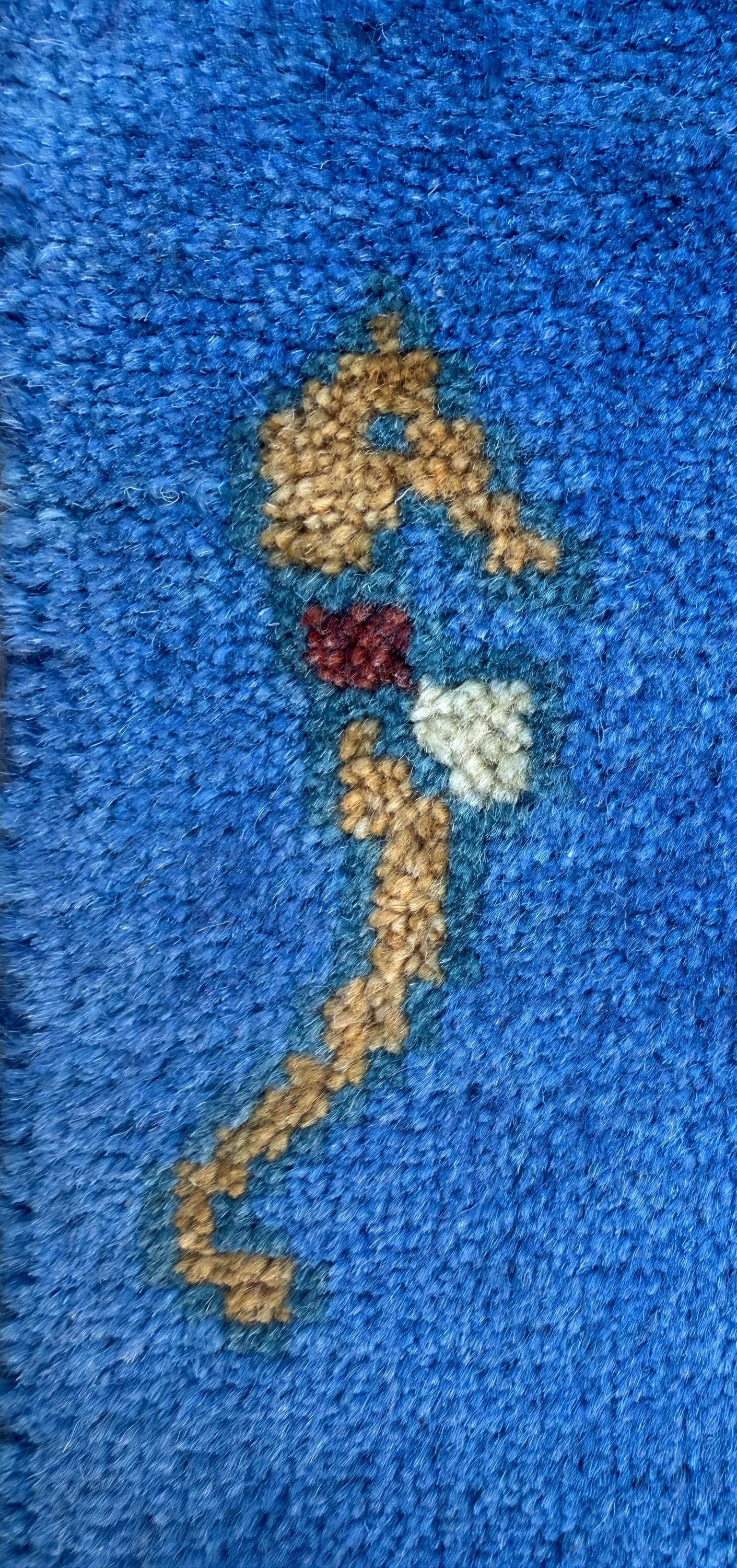 Hand-Knotted Wool Oushak Runner Rug: Fish & Sea Design (2.7x8 Ft)