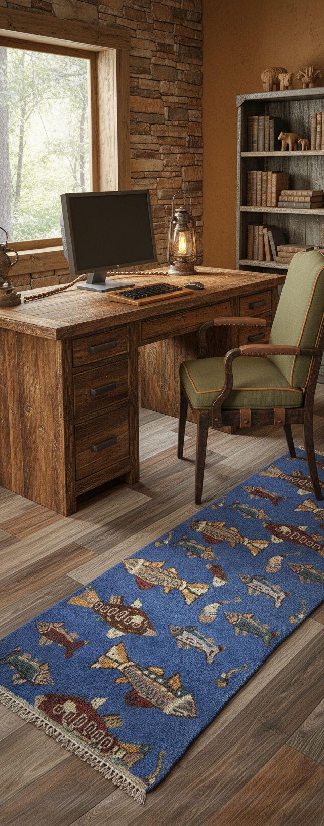 Hand-Knotted Wool Oushak Runner Rug: Fish & Sea Design (2.7x8 Ft)