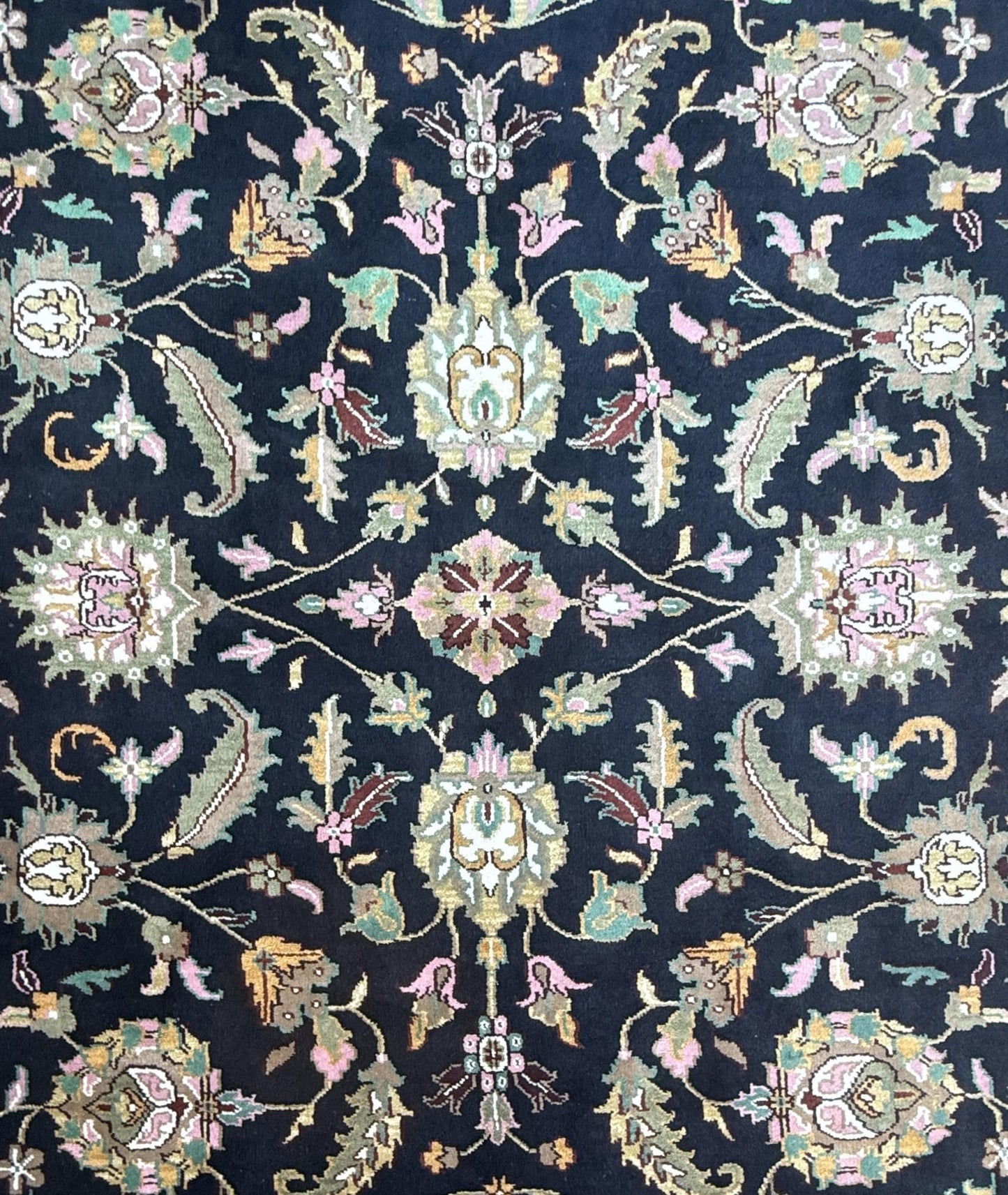 10 x 14 ft Vintage Tabriz Style Wool Rug Hand Knotted Black Vegetable Dye