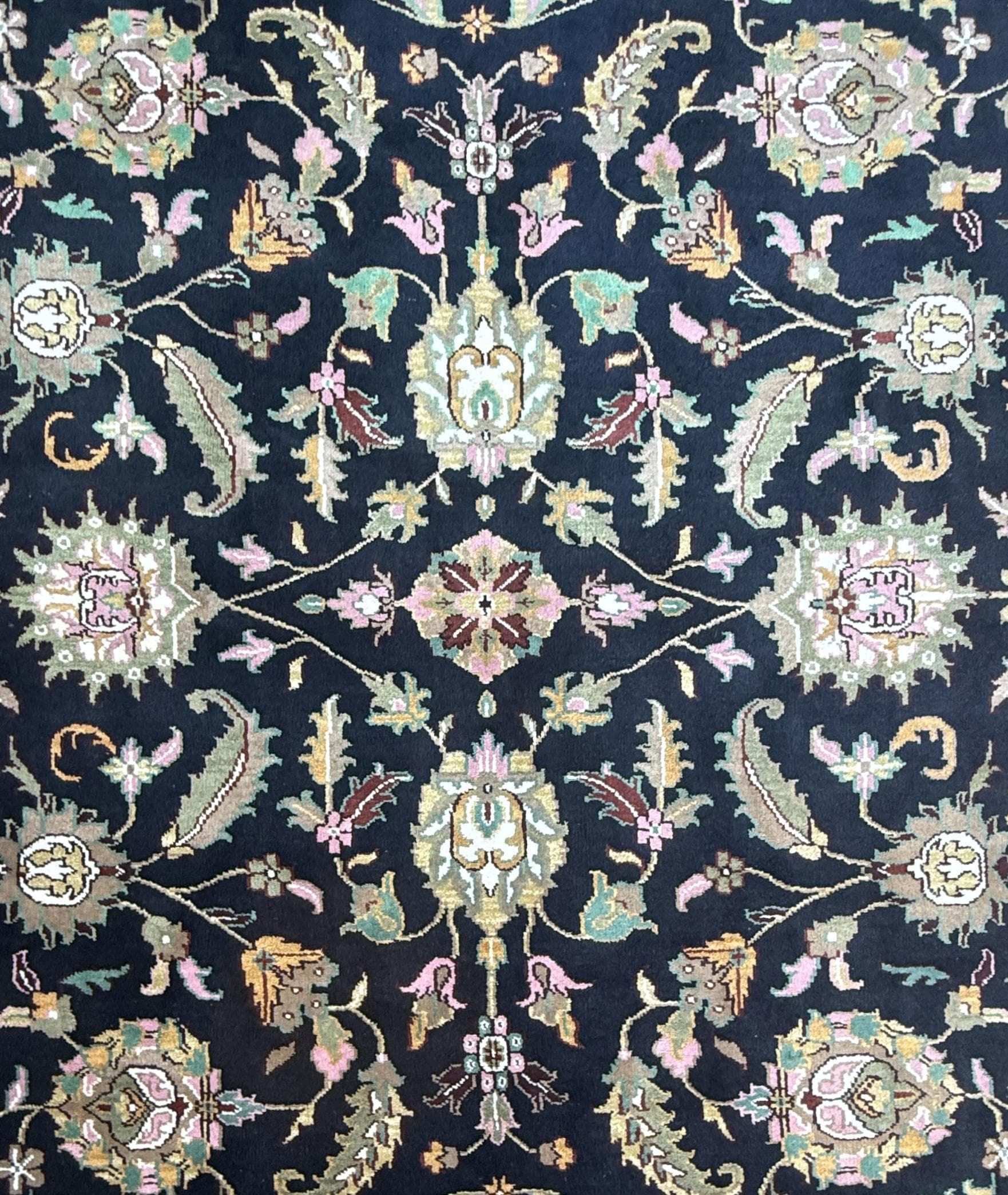 10 x 14 ft Vintage Tabriz Style Wool Rug Hand Knotted Black Vegetable Dye