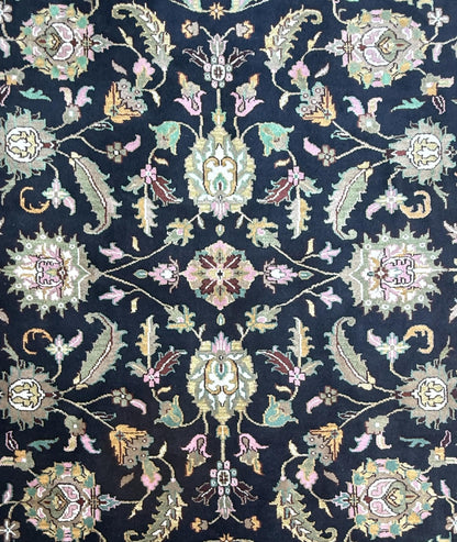 10 x 14 ft Vintage Tabriz Style Wool Rug Hand Knotted Black Vegetable Dye