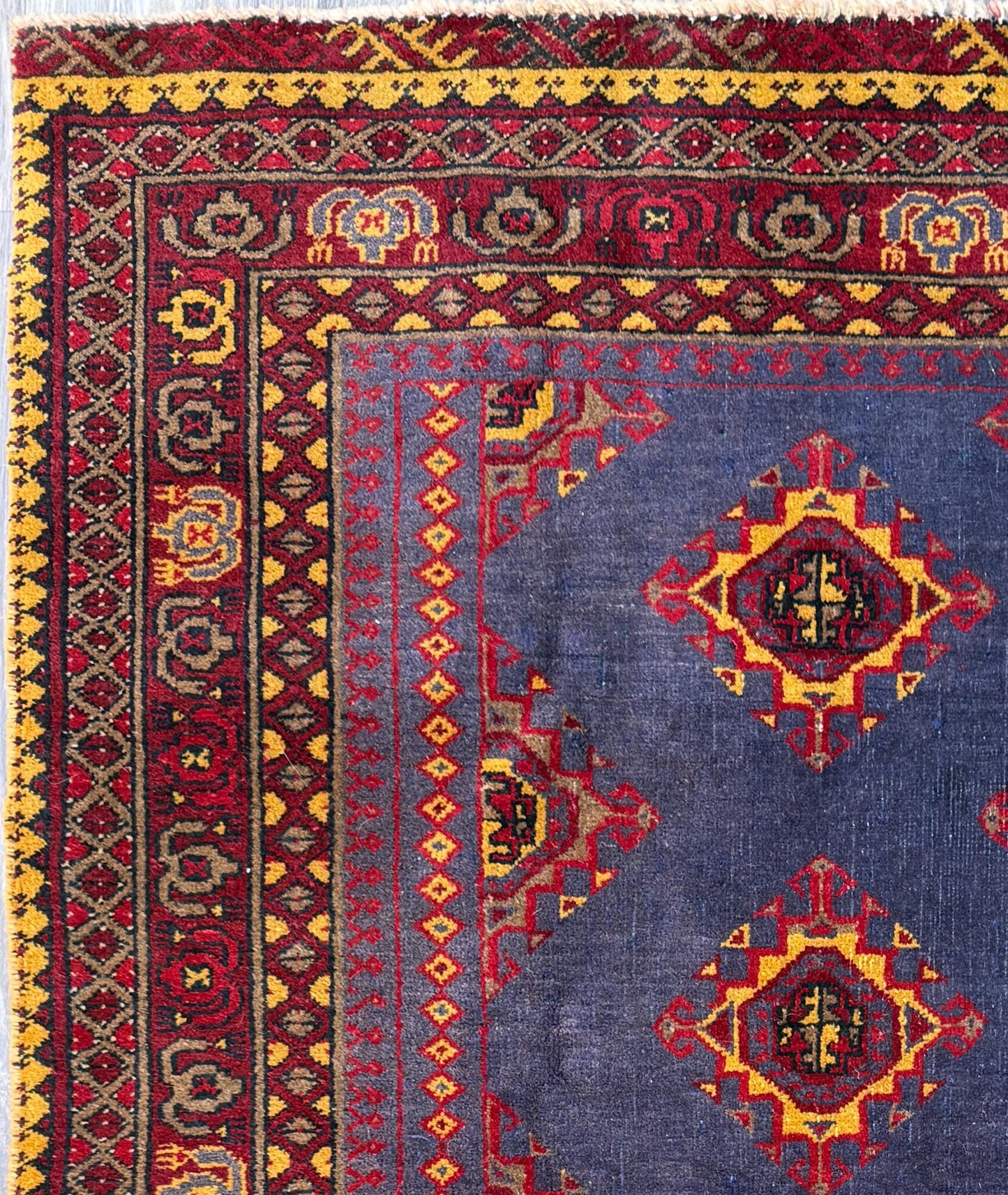 5.3 x 3.4 ft Vintage Turkmen Dowlatabad Wool Rug Hand Knotted Afghan