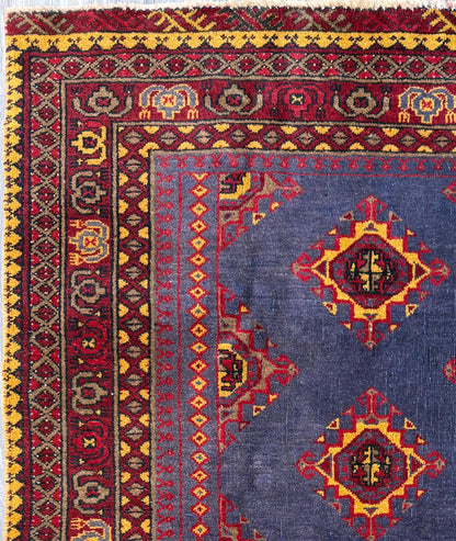 5.3 x 3.4 ft Vintage Turkmen Dowlatabad Wool Rug Hand Knotted Afghan