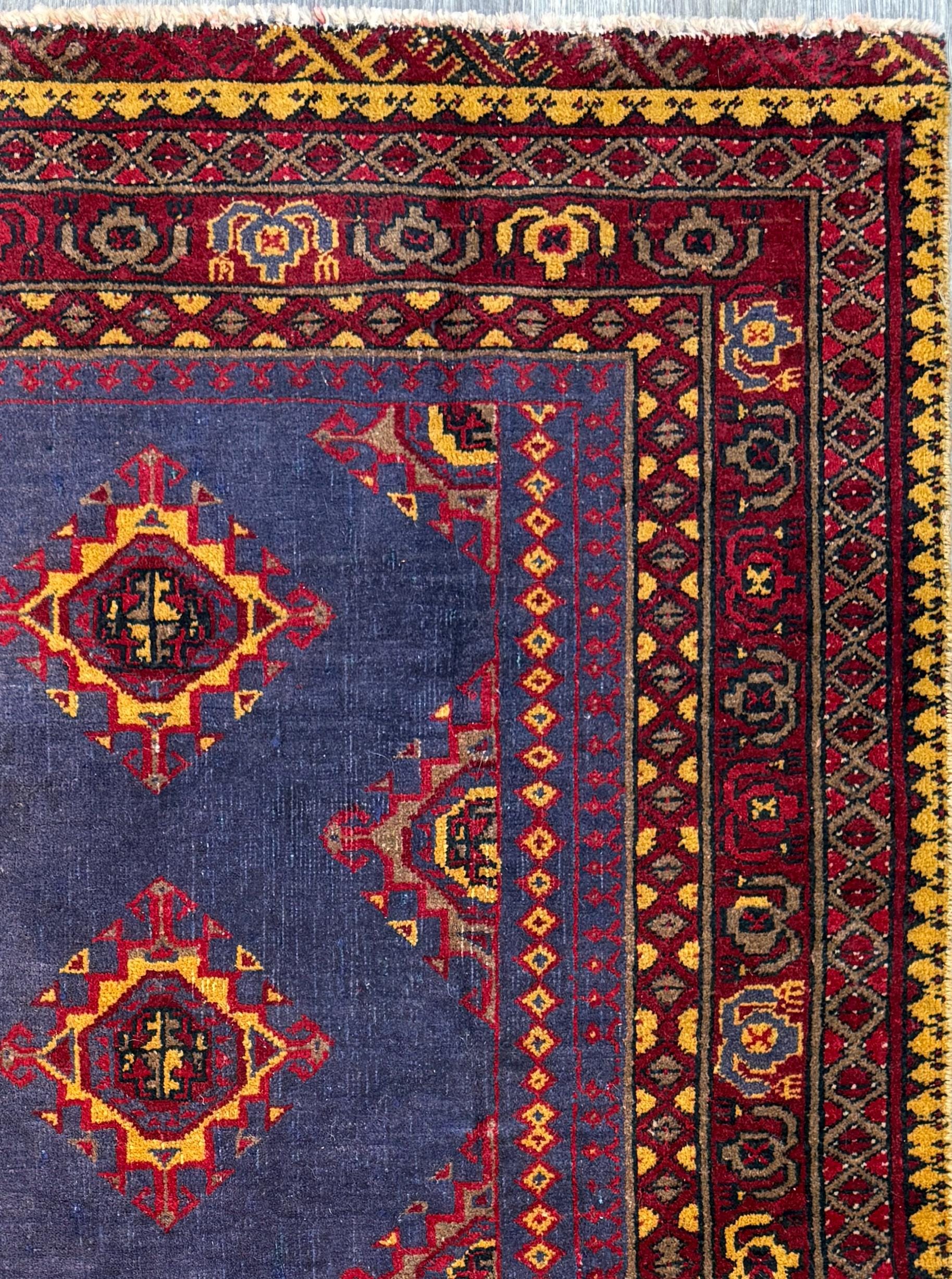 5.3 x 3.4 ft Vintage Turkmen Dowlatabad Wool Rug Hand Knotted Afghan