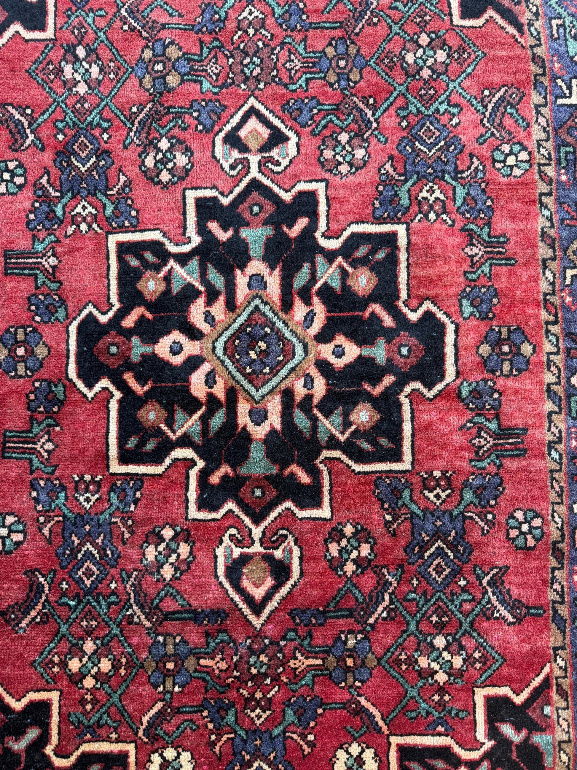 4x7 Vintage Anatolian Rug, Hand Knotted Turkish Geometric Wool Rug