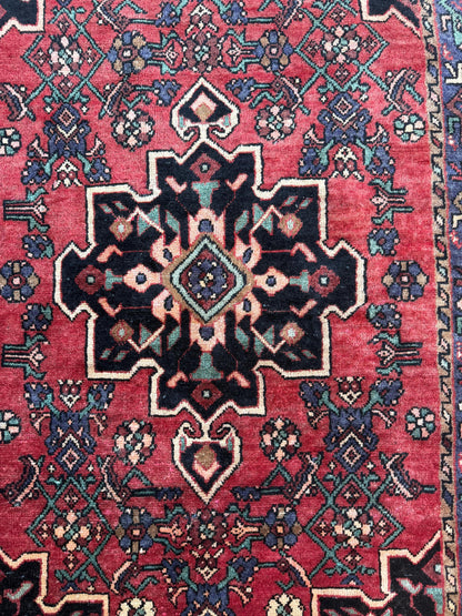 4x7 Vintage Anatolian Rug, Hand Knotted Turkish Geometric Wool Rug