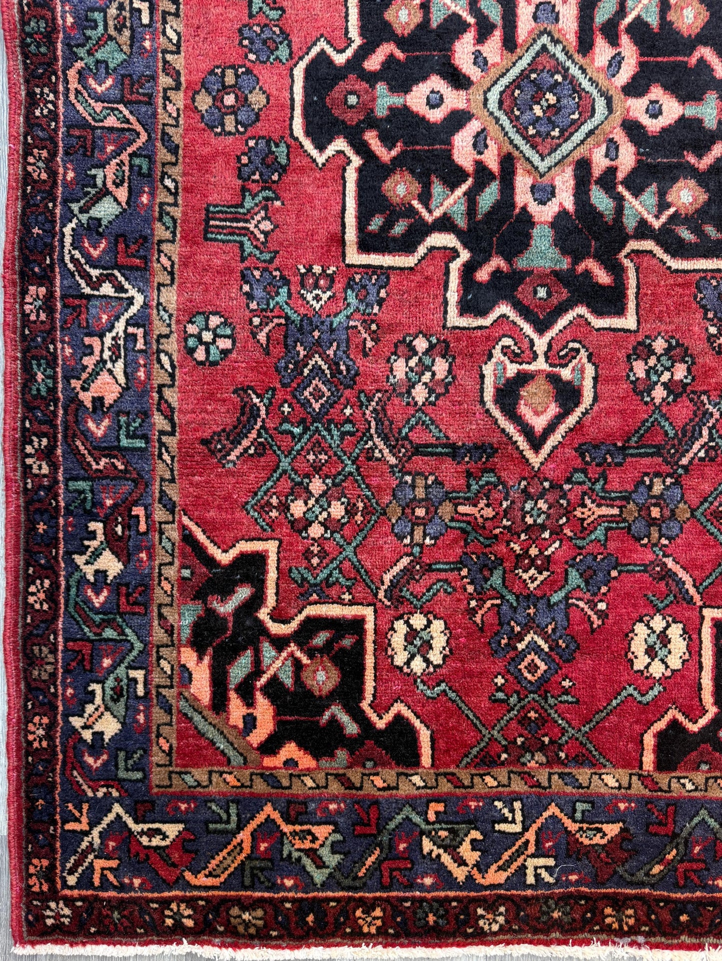 4x7 Vintage Anatolian Rug, Hand Knotted Turkish Geometric Wool Rug