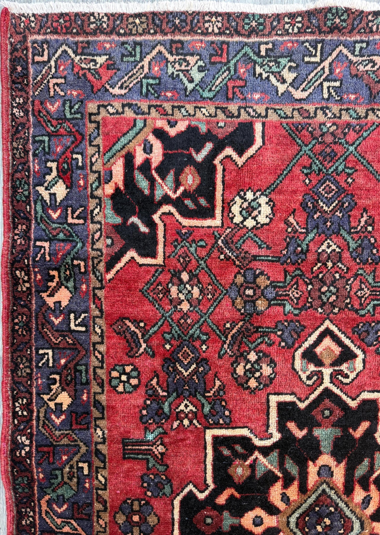 4x7 Vintage Anatolian Rug, Hand Knotted Turkish Geometric Wool Rug