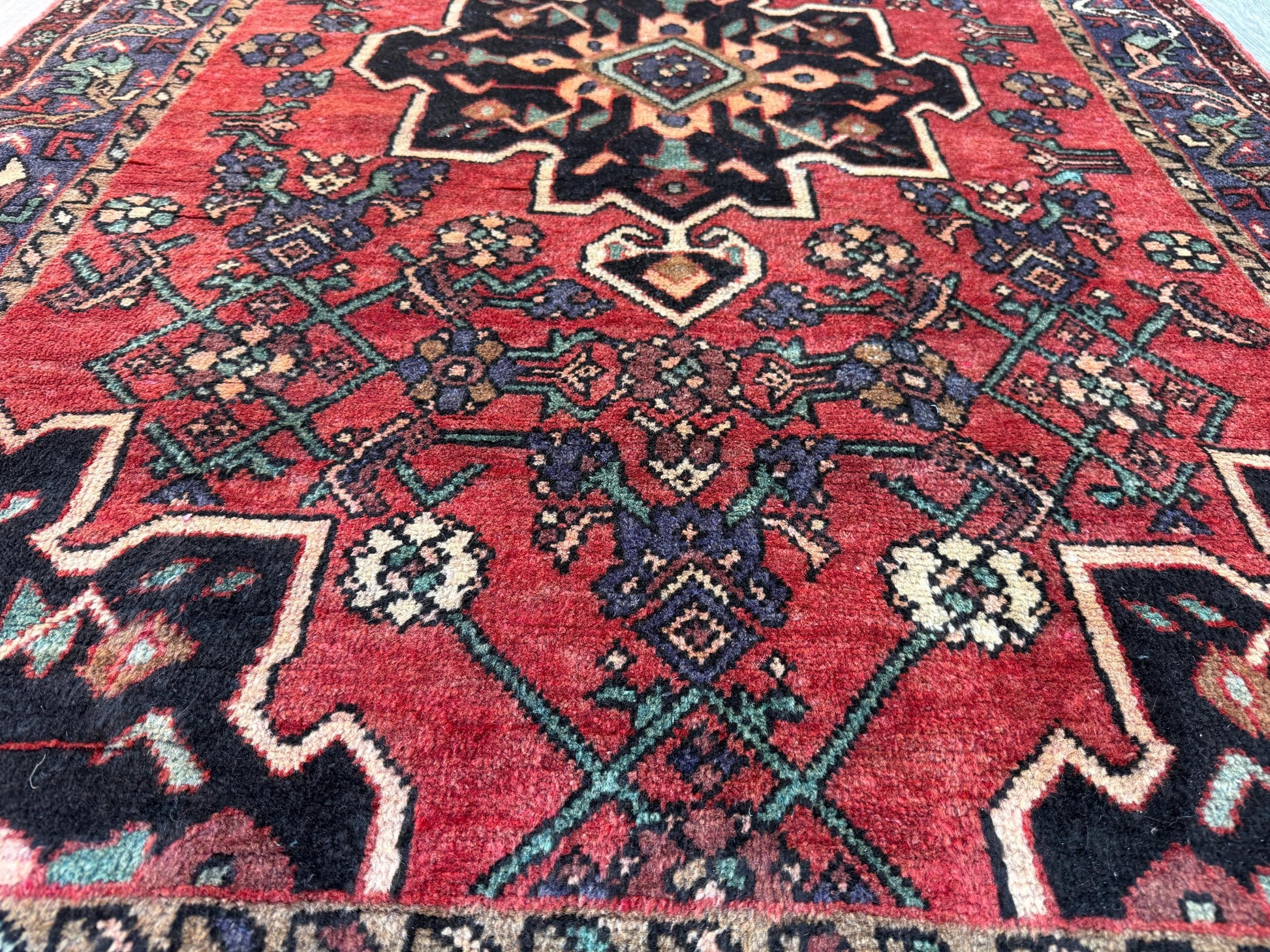 4x7 Vintage Anatolian Rug, Hand Knotted Turkish Geometric Wool Rug