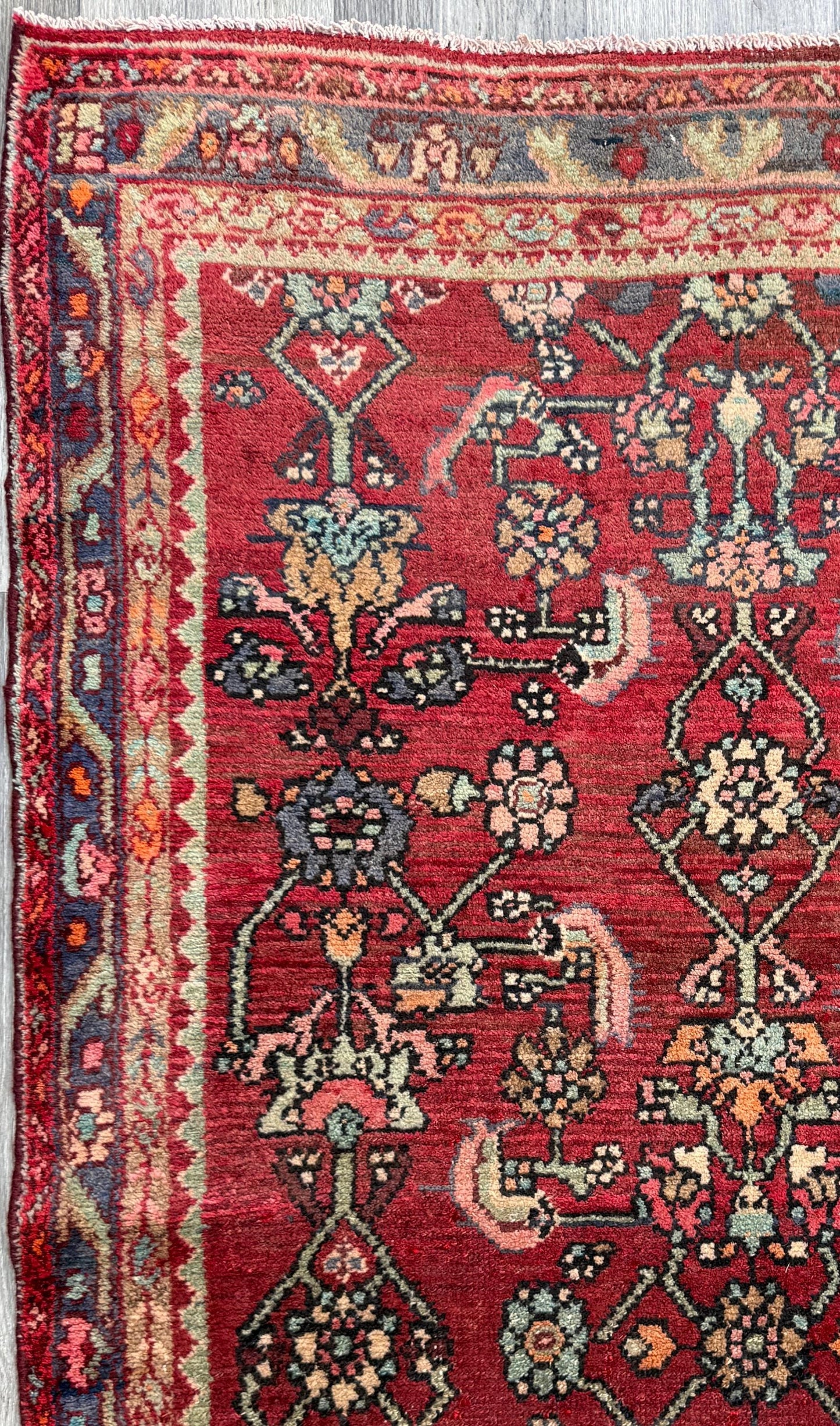 3.5x7 Vintage Tribal Runner Rug, Hand Knotted Wool Area Rug