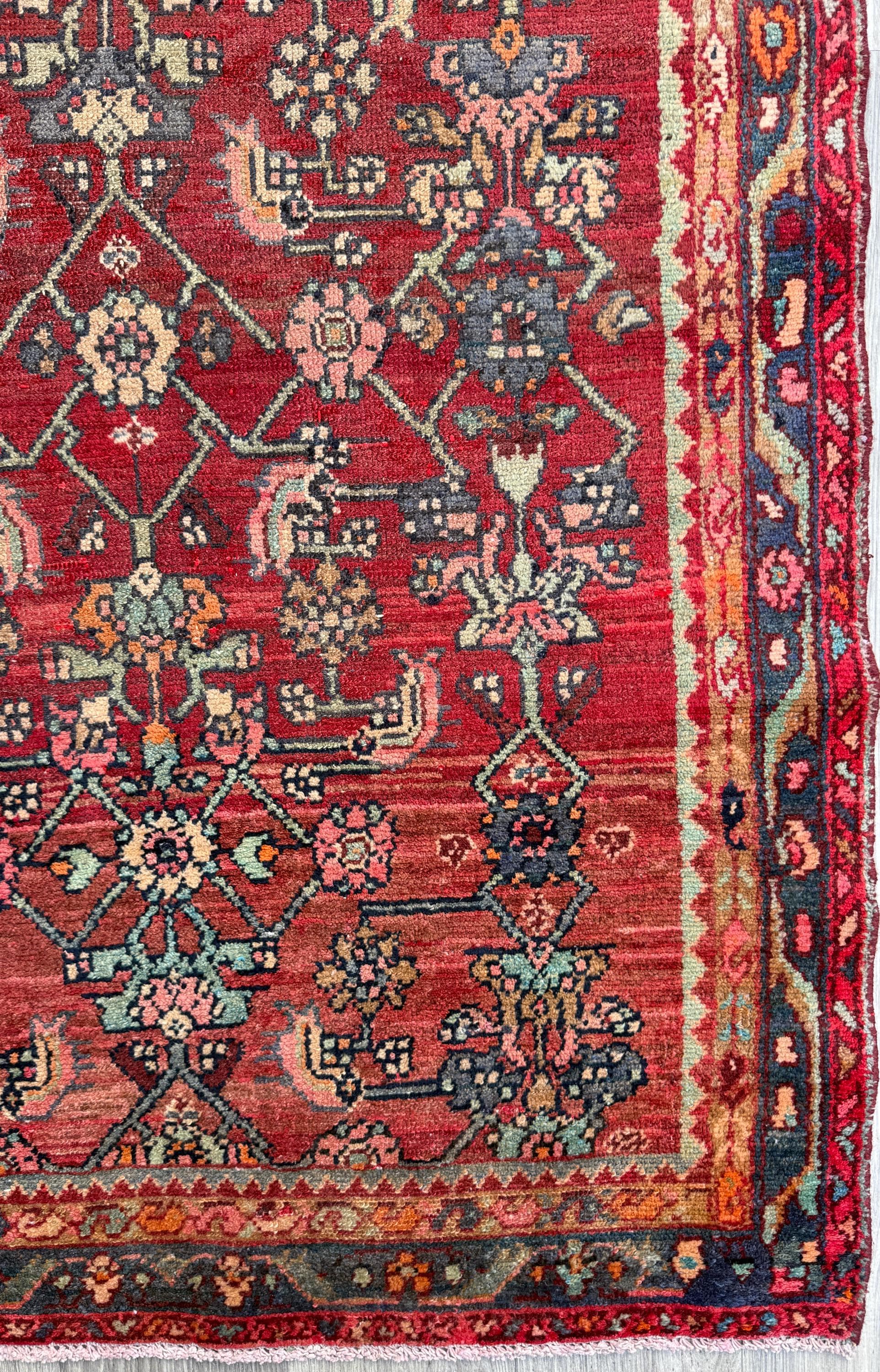 3.5x7 Vintage Tribal Runner Rug, Hand Knotted Wool Area Rug