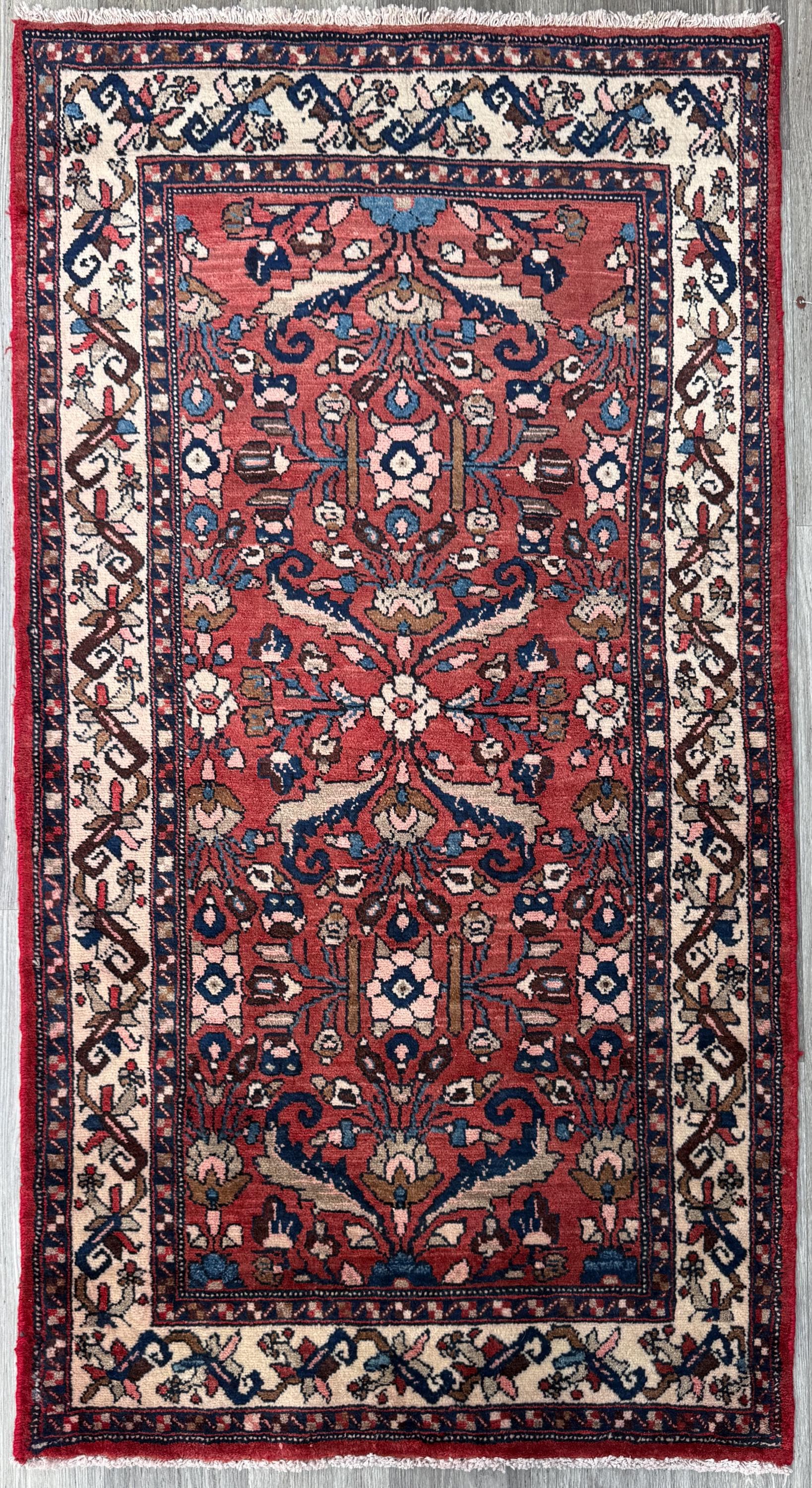 3.5x6 Vintage Anatolian Rug, Hand Knotted Turkish Geometric Wool Rug