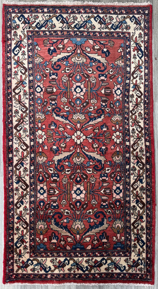 3.5x6 Vintage Anatolian Rug, Hand Knotted Turkish Geometric Wool Rug