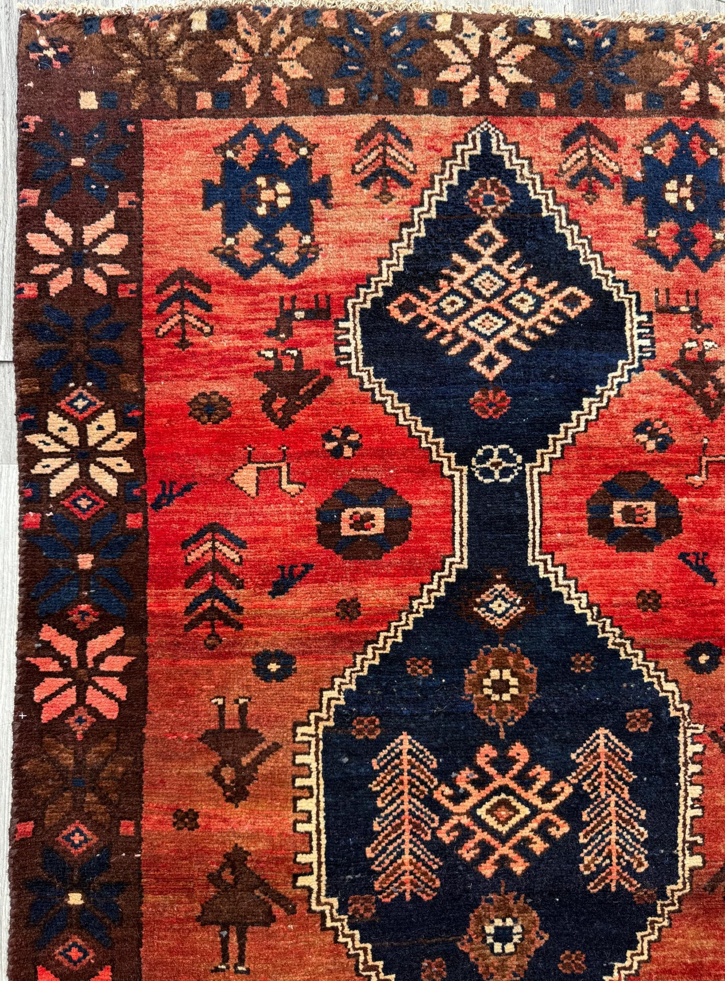 4x7 Vintage Anatolian Rug, Hand Knotted Turkish Geometric Wool Carpet