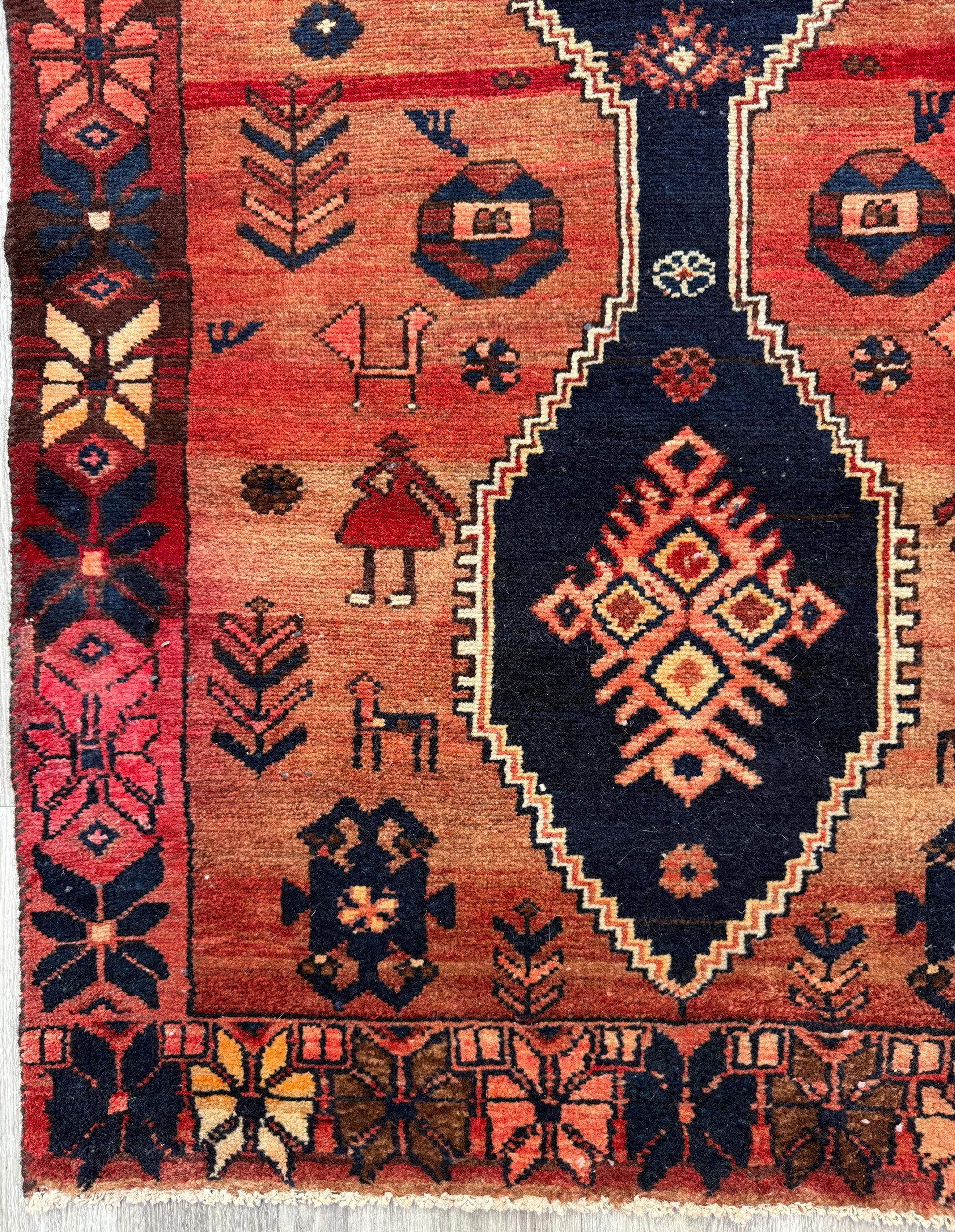 4x7 Vintage Anatolian Rug, Hand Knotted Turkish Geometric Wool Carpet