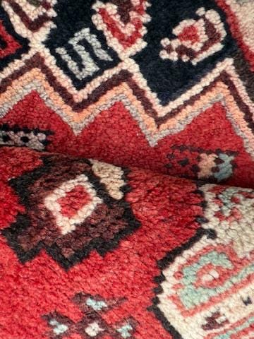 2.3x3.4 ft Anatolian Vintage Geometric Rug: Hand Knotted Turkish Wool Village Carpet