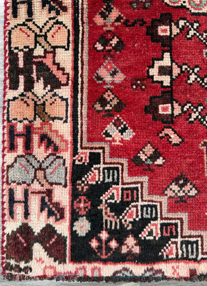 2.3x3.4 ft Anatolian Vintage Geometric Rug: Hand Knotted Turkish Wool Village Carpet