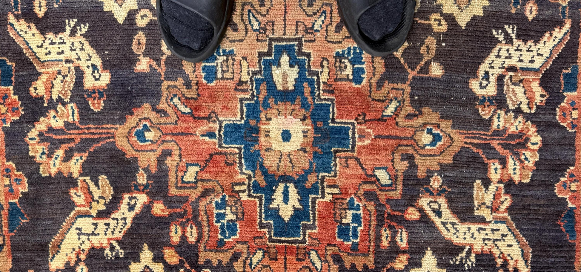 4x7 Vintage Anatolian Rug, Hand Knotted Turkish Geometric Carpet