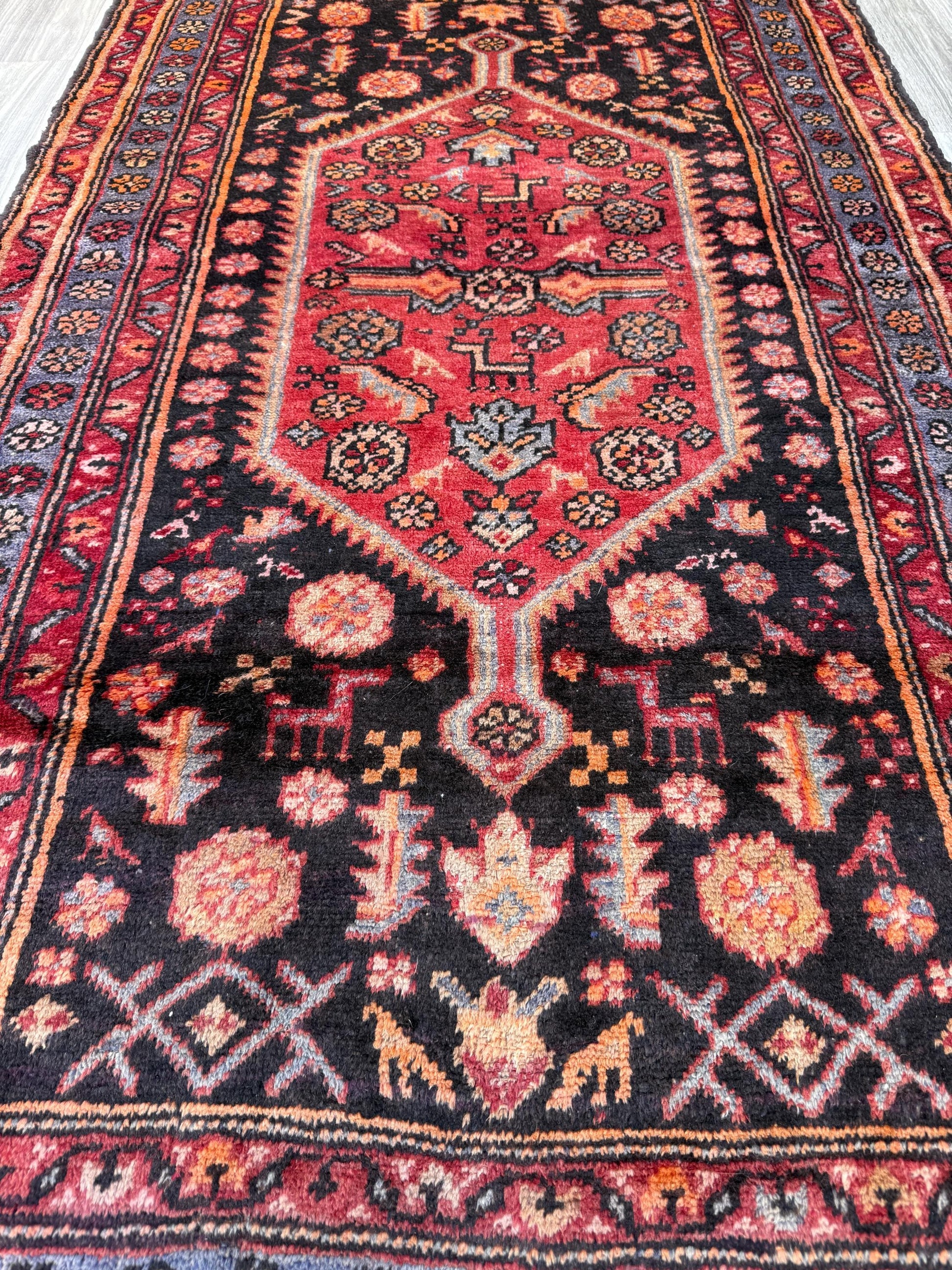 4x7 Vintage Anatolian Rug, Hand Knotted Turkish Geometric Wool