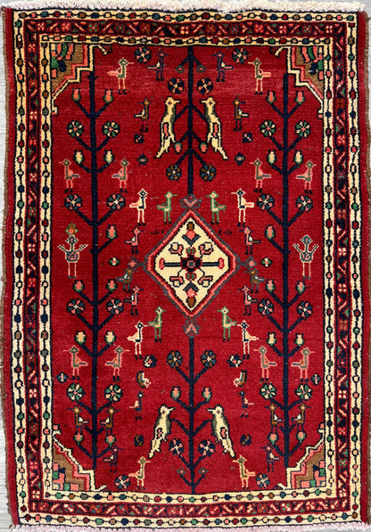 2.7x3.7 ft Vintage Turkish Carpet 1980s | Hand Knotted Wool Anatolian Geometric Village Piece