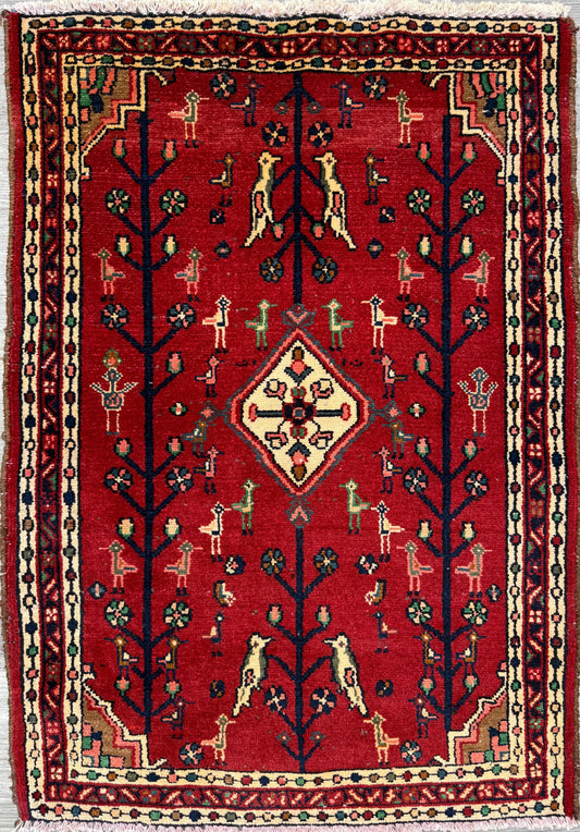 2.7x3.7 ft Vintage Turkish Carpet 1980s | Hand Knotted Wool Anatolian Geometric Village Piece