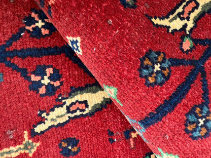 2.7x3.7 ft Vintage Turkish Carpet 1980s | Hand Knotted Wool Anatolian Geometric Village Piece