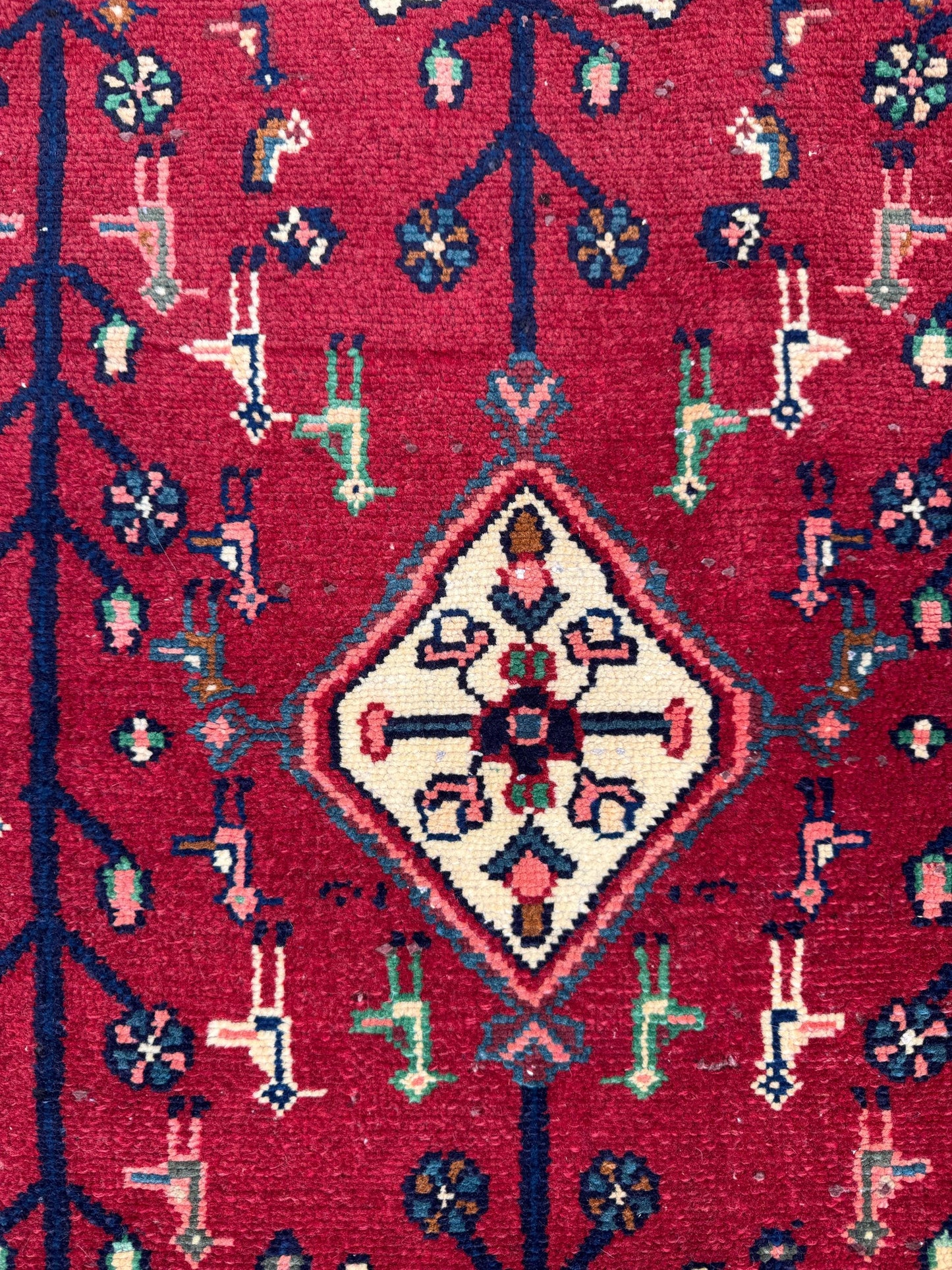 2.7x3.7 ft Vintage Turkish Carpet 1980s | Hand Knotted Wool Anatolian Geometric Village Piece
