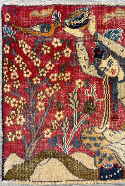 2.2x2.9 ft Vintage 1980s Turkish Carpet | Hand Knotted Wool Tree of Life Pictorial Design