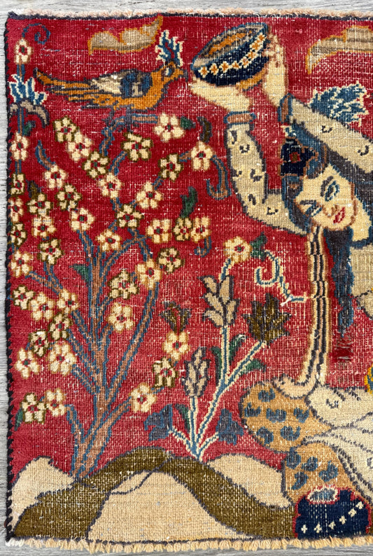 2.2x2.9 ft Vintage 1980s Turkish Carpet | Hand Knotted Wool Tree of Life Pictorial Design