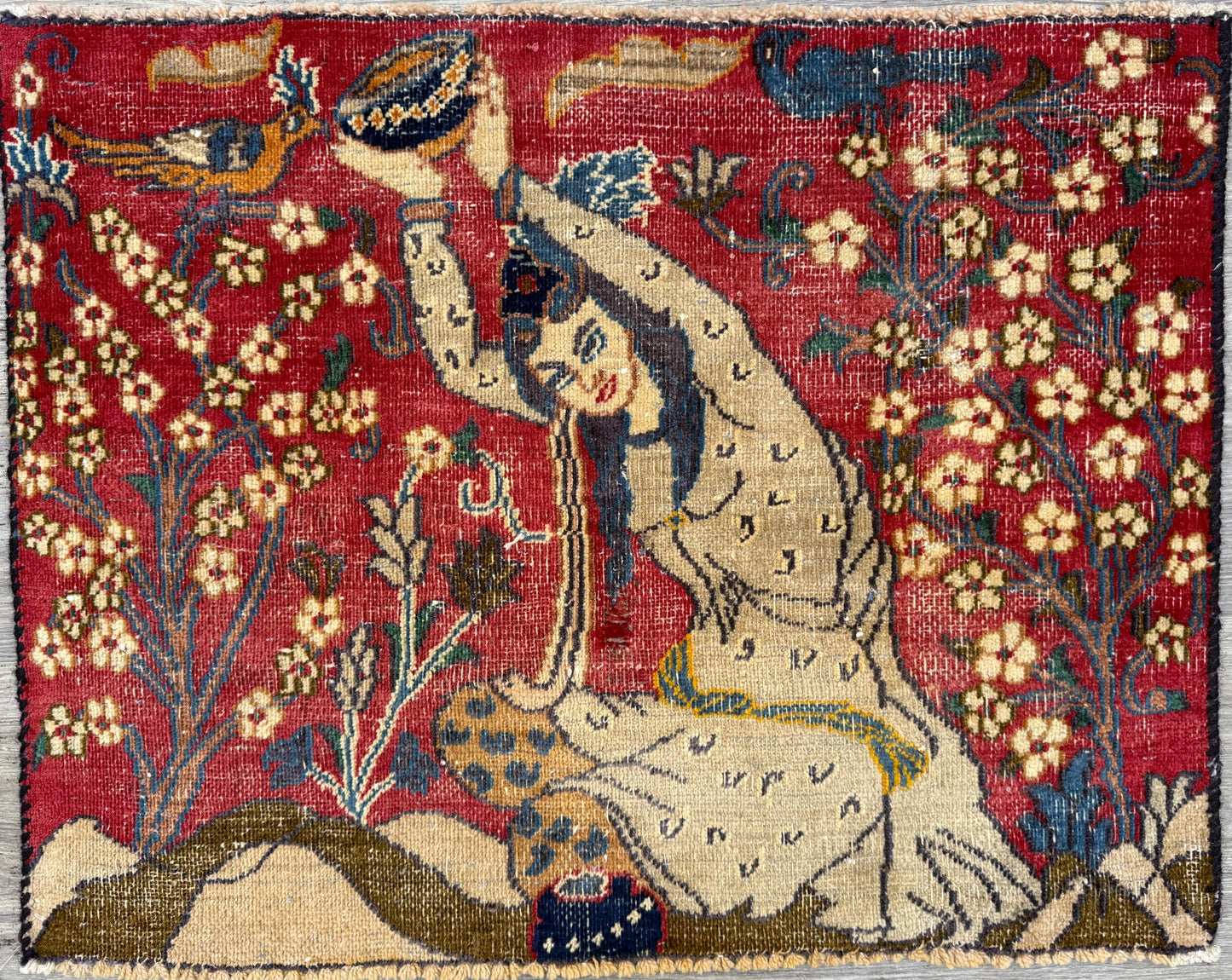 2.2x2.9 ft Vintage 1980s Turkish Carpet | Hand Knotted Wool Tree of Life Pictorial Design