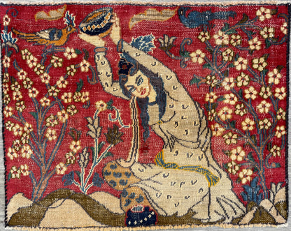 2.2x2.9 ft Vintage 1980s Turkish Carpet | Hand Knotted Wool Tree of Life Pictorial Design