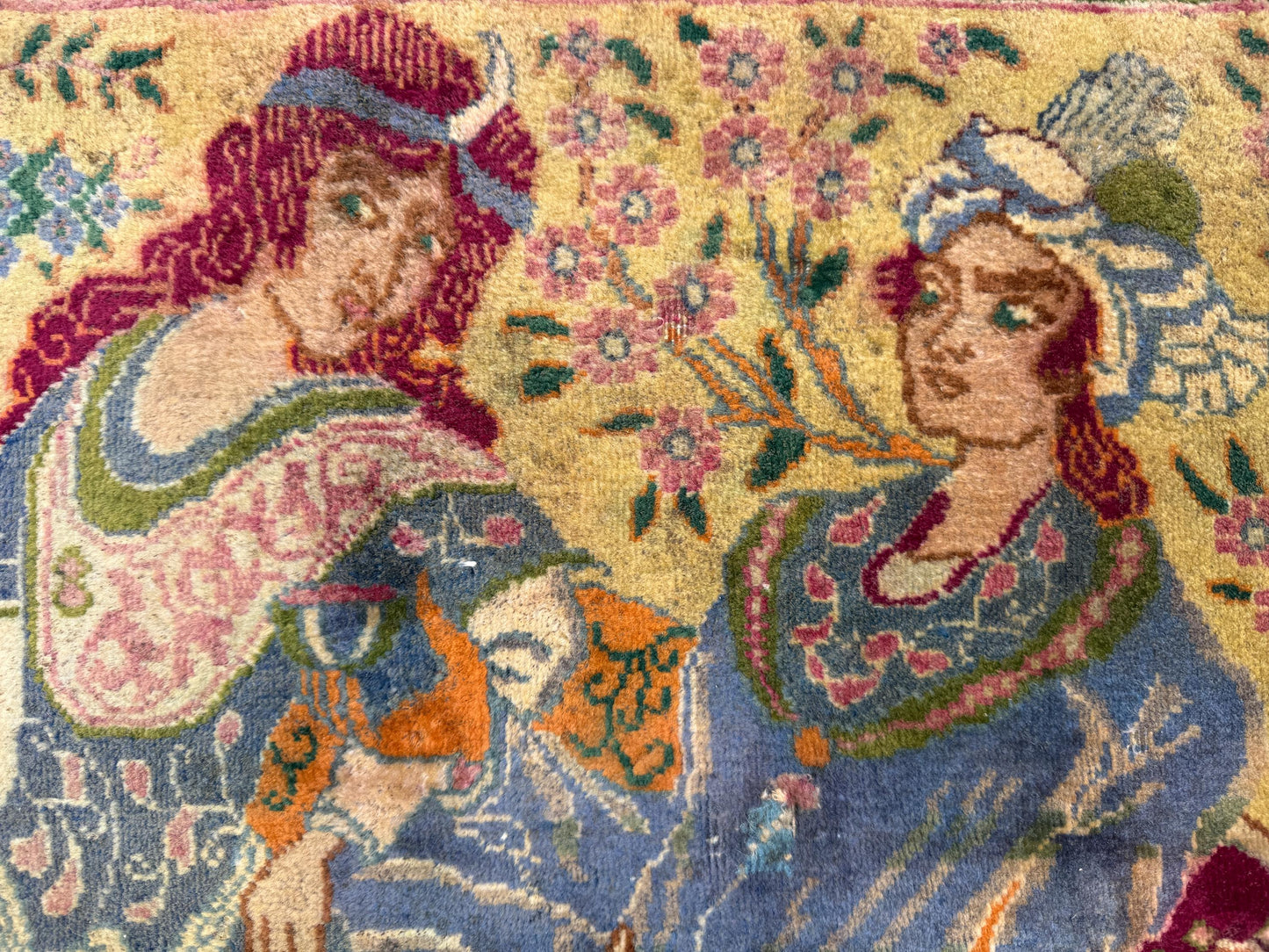 2.1x3.1 ft Vintage Turkish Carpet | Hand Knotted Wool Pictorial Royal Bohemian Design